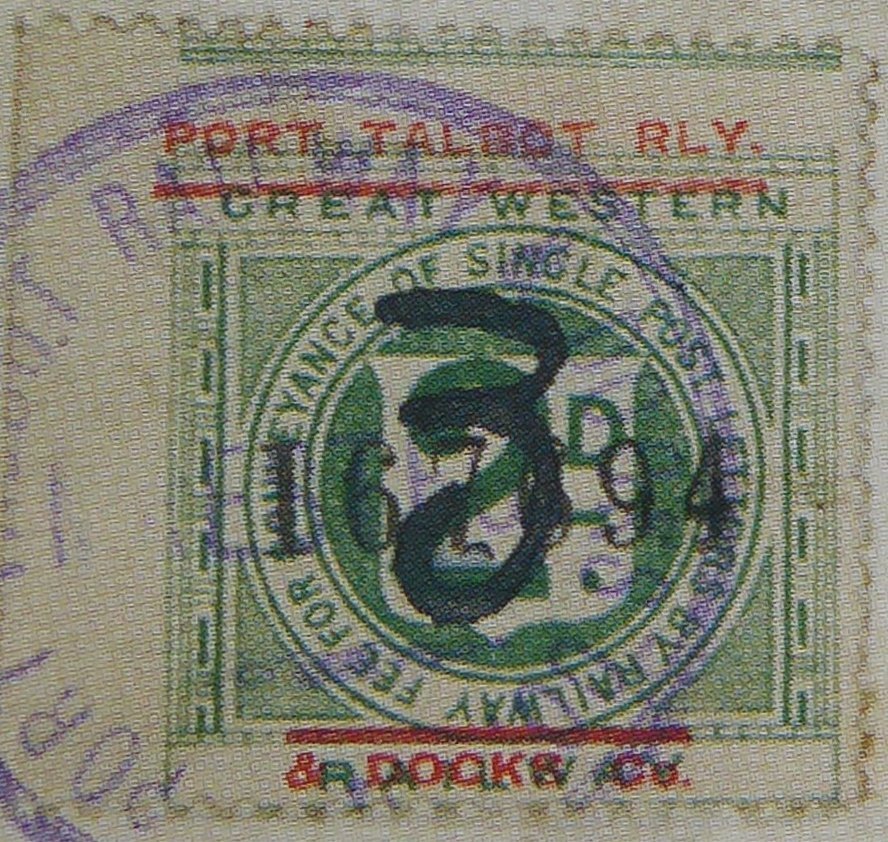 Railway Letter Stamps Port Talbot Railway and Docks Company 3d/2d